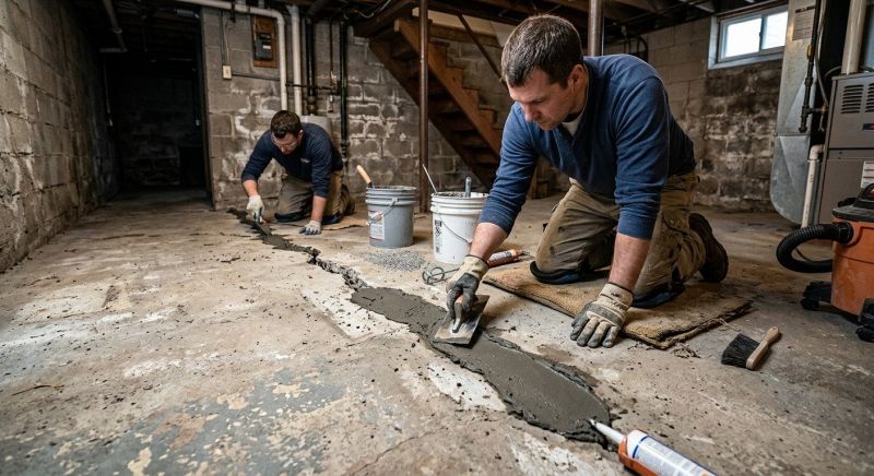 Cracked Basement Floor Repair in Bergen County, NJ