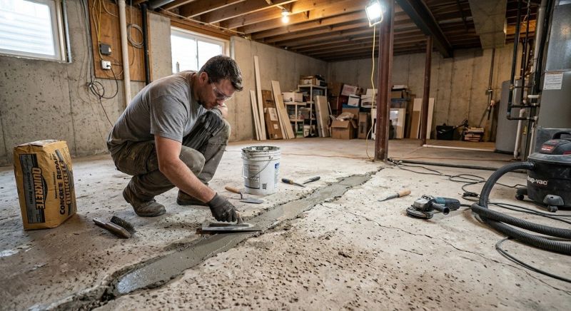 Cracked Basement Floor Repair in Bergen County, NJ